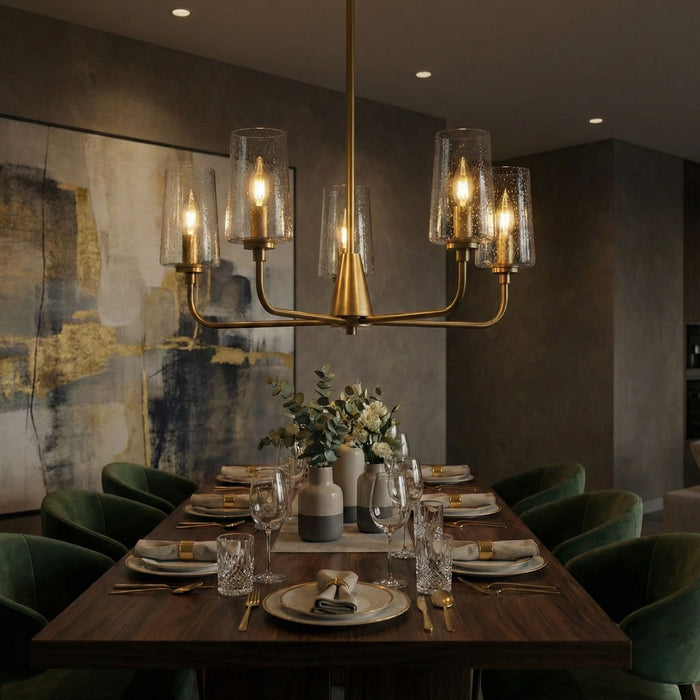 Dazzle - 5 Lights Chandelier With Clear Seeded Satin - Antique Brass / Clear / Gold Ashcroft Furniture