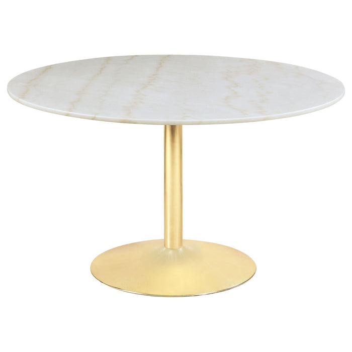 Raleigh - Pedestal Dining Table - White Marble Furniture Max