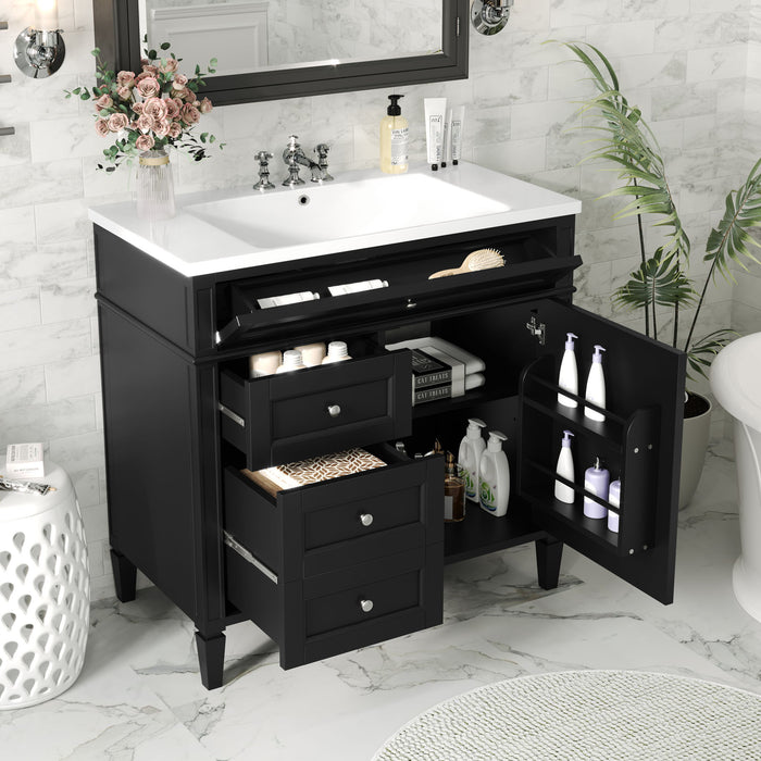 Bathroom Vanity With Top Sink, Storage Cabinet With 2 Drawers And Tip Out Drawer