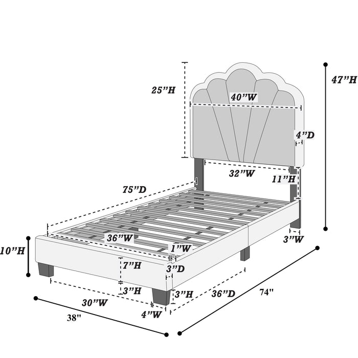 Bed With Floral Design Headboard And Built In LED Lighting Home Essentials