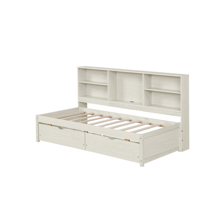 Bed Frame With Side Bookshelves, 2 Drawers, And Built In USB Port Home Essentials