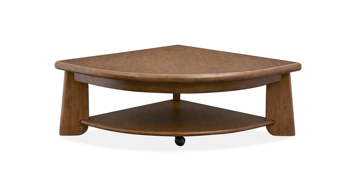 Tanner - Pie Shaped Lift Top Cocktail Table With Casters - Tawny Brown Magnussen Furniture