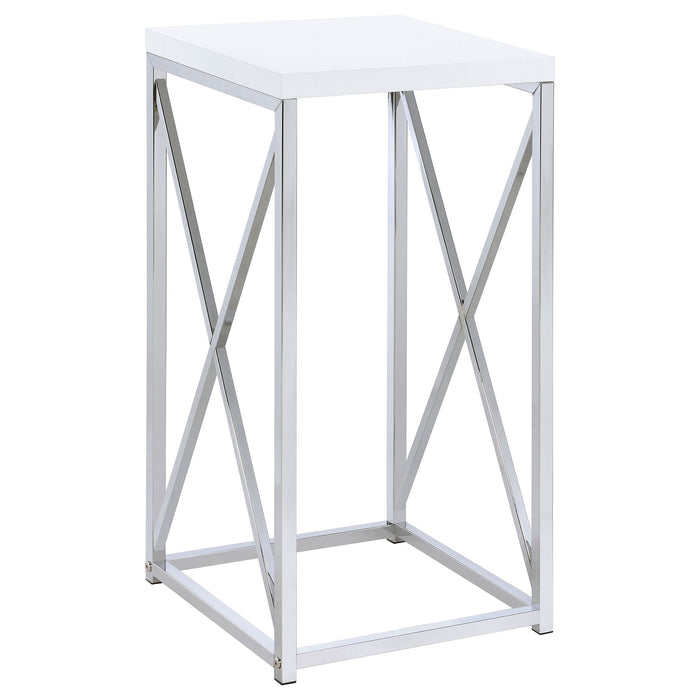 Accent Table With Accents - Glossy White Furniture Max