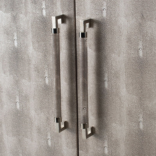 Cabinet - Silver - Faux Leather Home Essentials