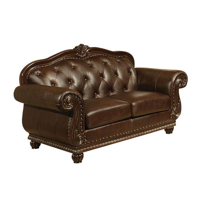 Anondale - Loveseat - Espresso Top Grain Leather Match & Cherry ACME