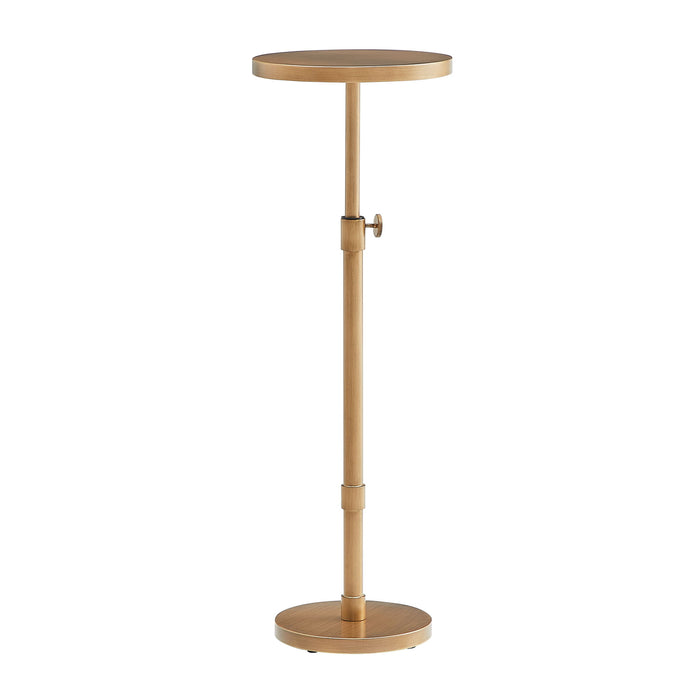 Morven - Adjustable Height Accent Table With Round Top - Antique Brass