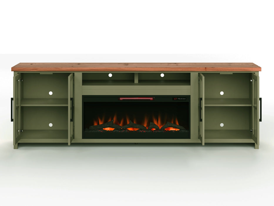 Vineyard - 97" Fireplace TV Stand Console For TVs Up To 100 "Es - Sage Green And Fruitwood Finish