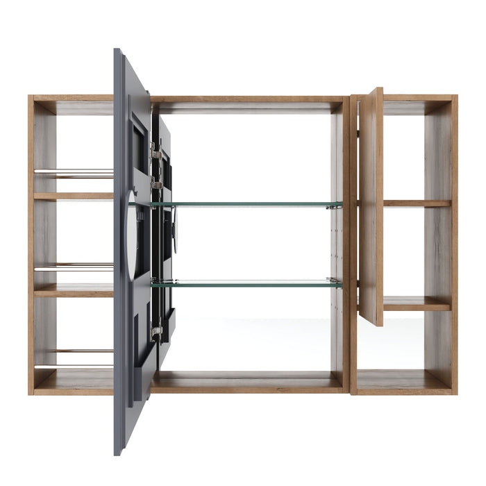 Wall Mounted Bathroom Mirror Cabinet, Adjustable Shelves Storage Cabinet - Imitative Oak Home Essentials