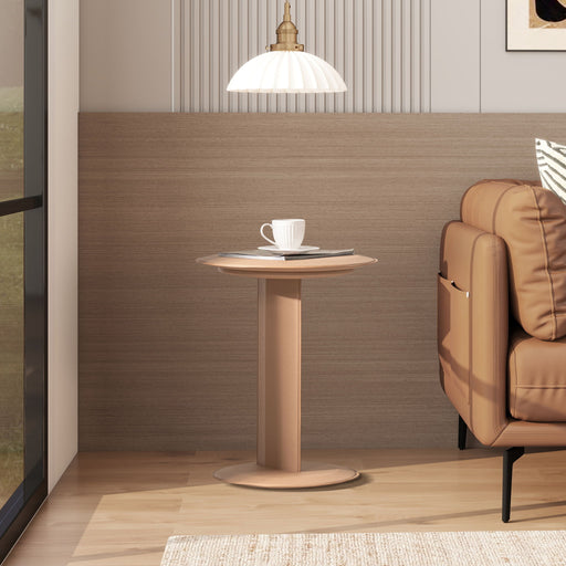 Mode - Leatherette Round C-Shaped Sofa Side Table - Saddle Brown Jennifer Taylor Home