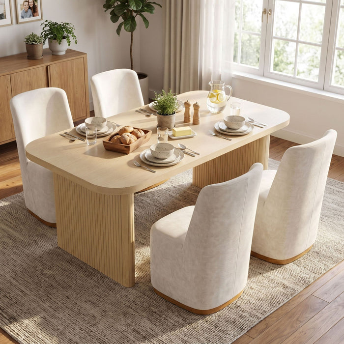 Dining Table Set With 4 Upholstered Dining Chairs Noble House