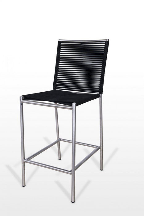 Stainless Steel Bar Height Bar Chair - Black / Silver