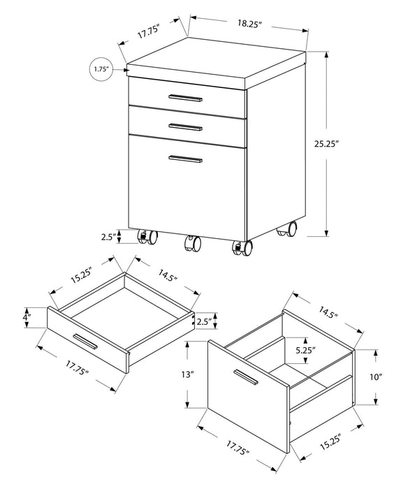 Particle Board And Filing Cabinet With 3 Drawers - White