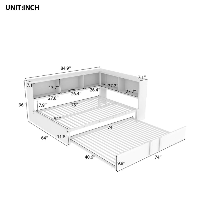 Daybed With Trundle, Storage Cabinets And USB Ports