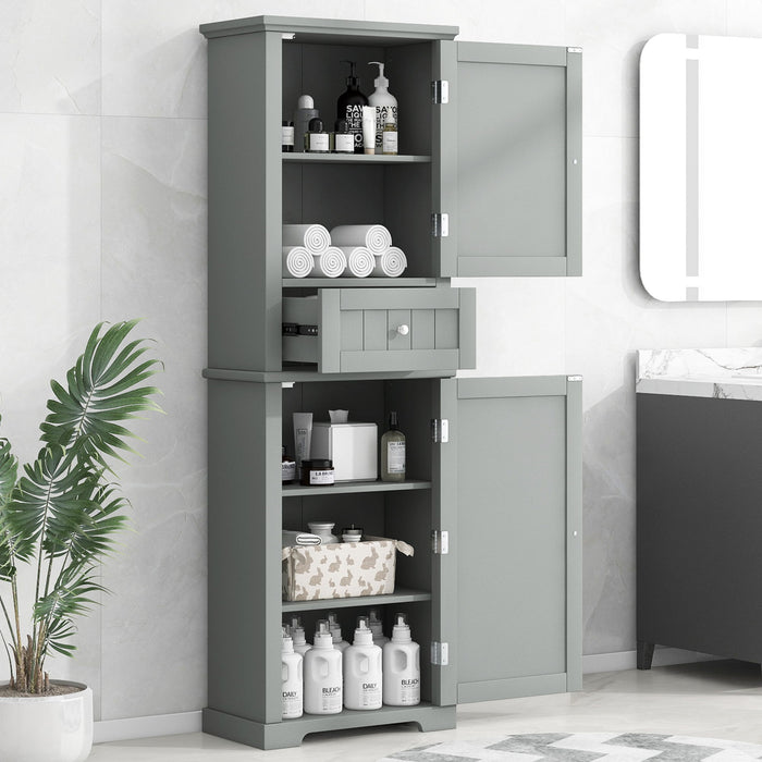 Tall Freestanding Bathroom Storage Cabinet With Drawer And Adjustable Shelf Hearth and Haven
