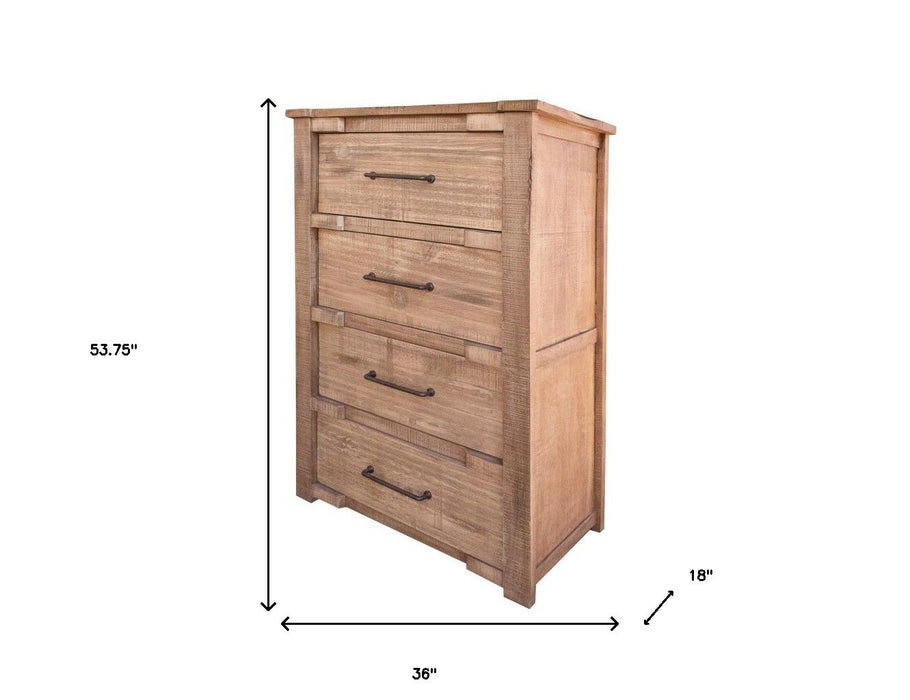 Solid Wood 4 Drawer Chest - Natural