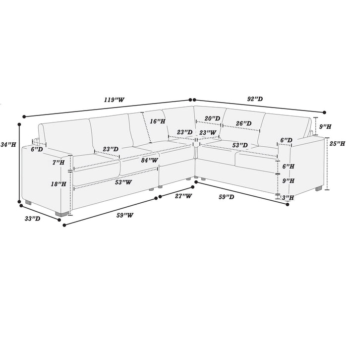 L-Shaped Sectional Set For Living Room Home Essentials