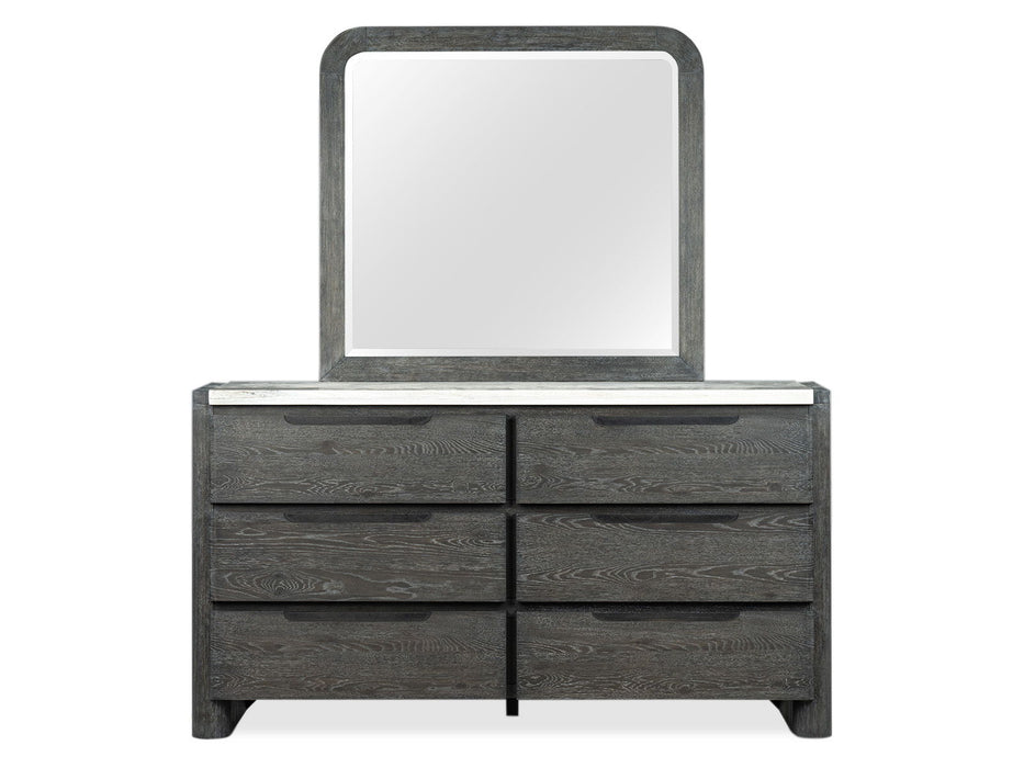 Keaton - Double Drawer Dresser With Portrait Mirror - Black Magnussen Furniture