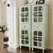 Storage Cabinet, Freestanding Curio Cabinet With Grid Doors & Drawer, Pantry Display Cabinet For Kitchen Home Essentials