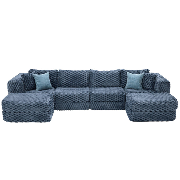 Modular Sectional Sofa, Boneless Couch With 2 Movable Ottomans Hearth and Haven
