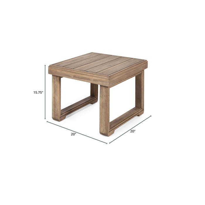 Outdoor Square Side Table With Acacia Wood Frame - Brown