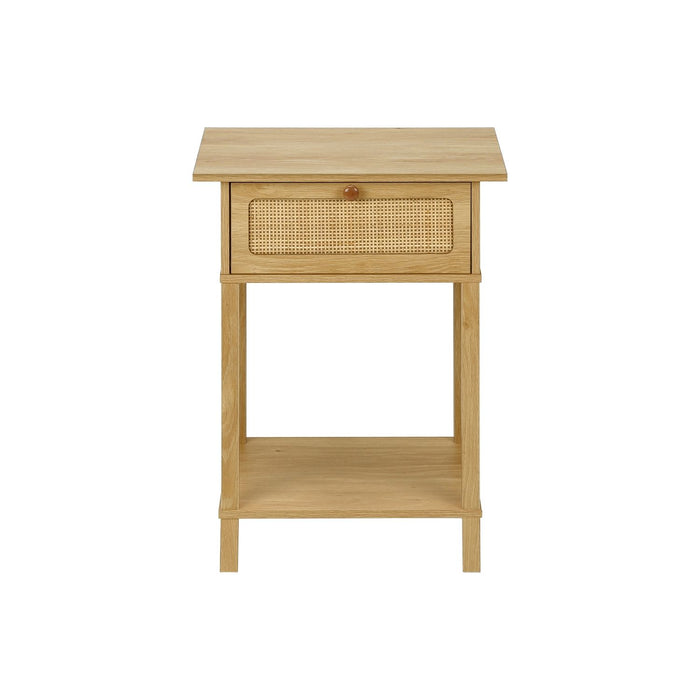 Accent Table With Storage Drawer, 2 Tier Nightstand For Living Room - Natural 8th Street