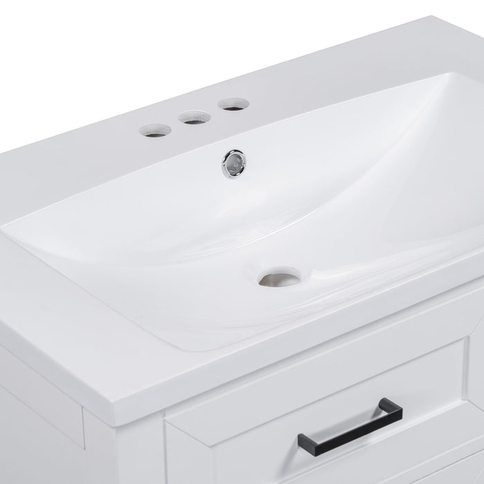 30" Bathroom Vanity With Sink Combo, White Bathroom Cabinet With Drawers, Solid Frame And MDF Board