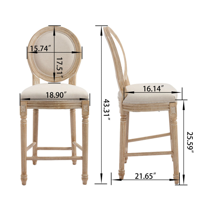 French Country Bar Chairs & Round Back (Set of 2) Home Essentials