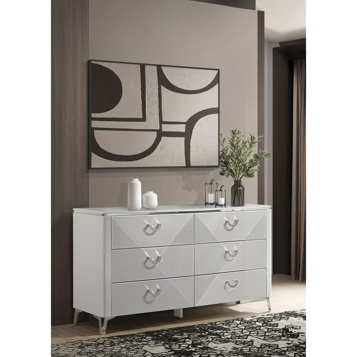 Buckley - 6 Drawer Dresser - Gloss White Furniture Max