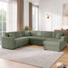 Oversized Sectional U-Shaped Sofa With Chaise Lounge And Three Soft Throw Pillows Hearth and Haven