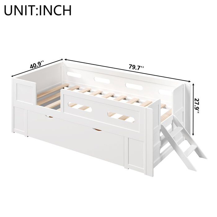 Platform Bed With Guardrail And Drawer Dreamland