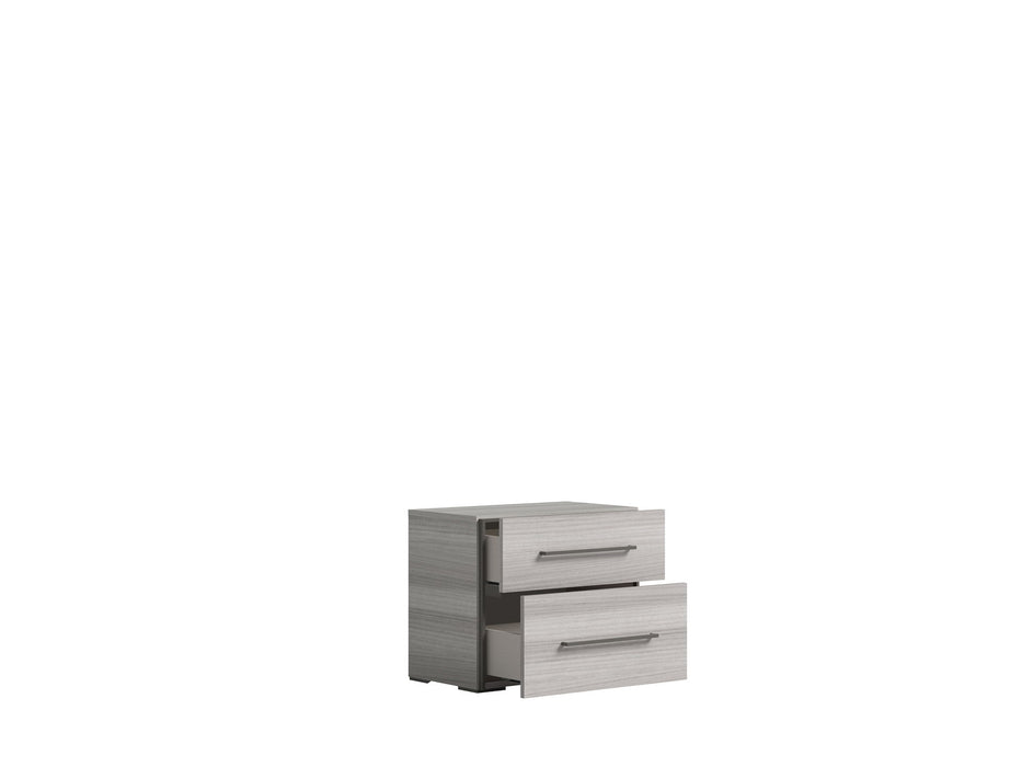 Mia - Nightstand With Handles - White / Gray / Silver Status Italy