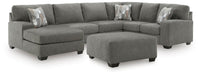 Clarington - 2 Pc. - 3-Piece Sectional And Oversized Ottoman - Greystone Signature Design by Ashley®