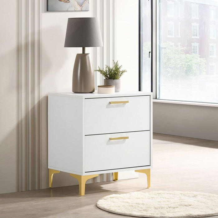 Karena - 2 Drawer Rectangular Nightstand - White Furniture Max