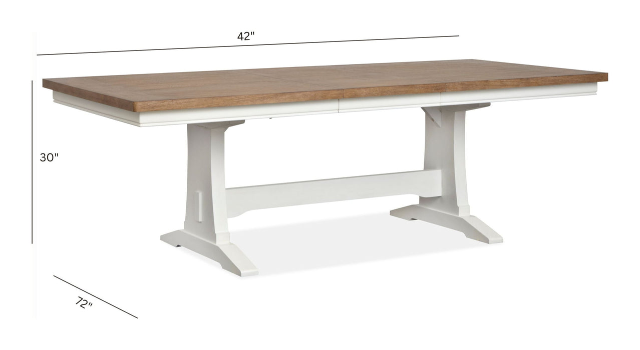 Kingston - Extendable Trestle Dining Table - Whisper White And Cerused Nutmeg Magnussen Furniture