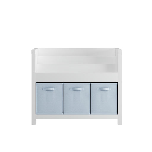 Bookshelf With 3 Tier Front Facing Storage And 3 Bins, Toddler Bookcase For Playroom - White Home Essentials