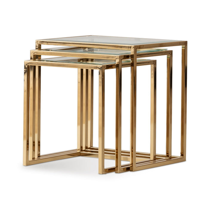 Savannah Breeze - Nesting Tables (Set of 3) - Bright Gold