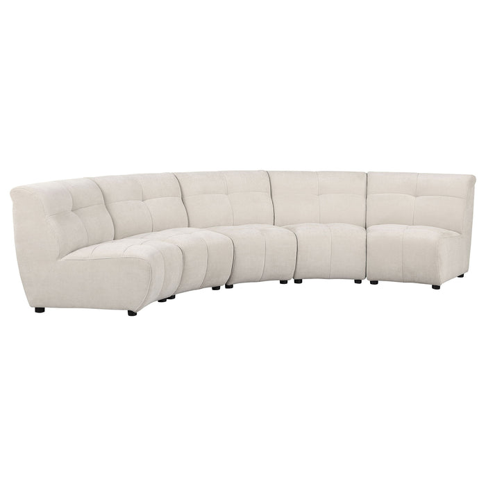 Oliver - 5 Piece Upholstered Sectional Sofa With Curved Silhouette - Ivory