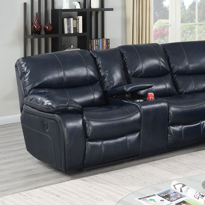 Power Motion Reclining Sectional Sofa With Console Cup Holders And USB Charging Port - Blue Home Essentials