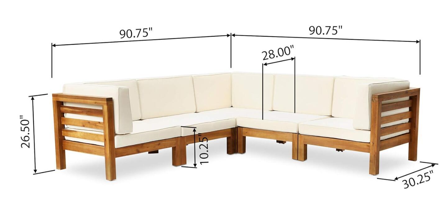 Oana - 5 Piece V Shape Sofa Set, Beige