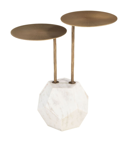 Anten - Side Table - Brass & White Zuo Modern