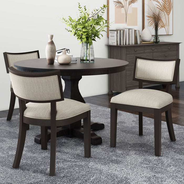 Farmhouse Style Fabric Upholstered Side Dining Chair Set Noble House