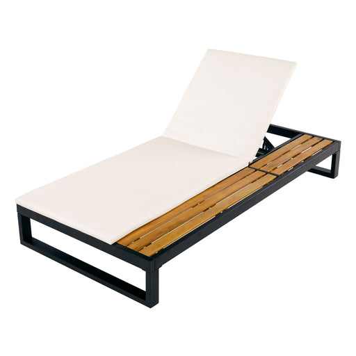 Chaise Lounge Set, 5 Position Adjustable, Flat Side Surface Storage Noble House