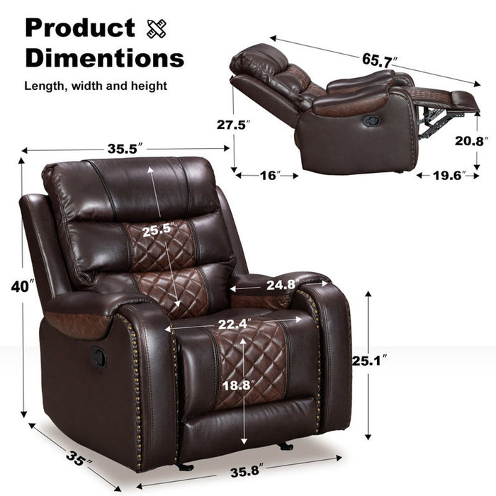 Heated Massage Recliner With Remote Control - Brown Home Essentials