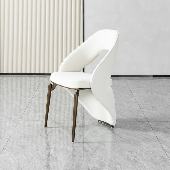 Dining Chair With Open Back Design Upholstery - Ancient White Home Essentials