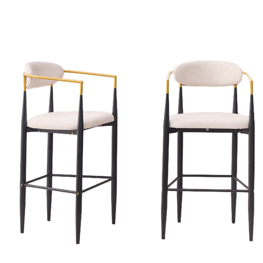 Upholstered Bar Stool With Accented Armrests For Kitchen Island (Set of 2) - Beige Home Essentials