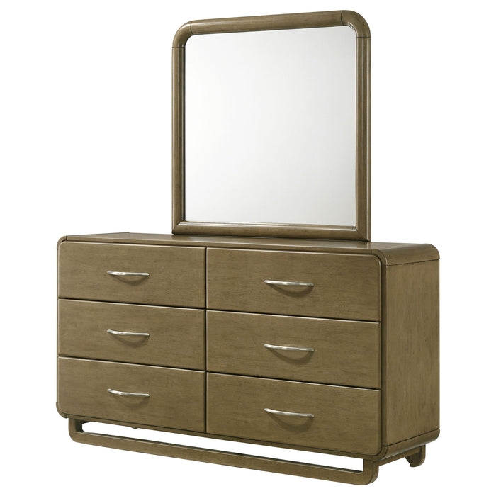 Bernardo - 6 Drawer Dresser And Mirror With Rounded Corners - Nutmeg Brown Furniture Max