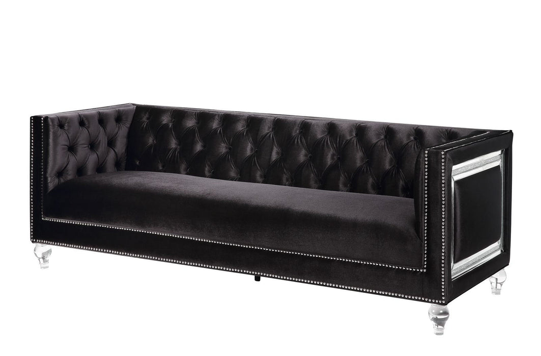 Sofa With Two Toss Pillows 89" - Black Velvet