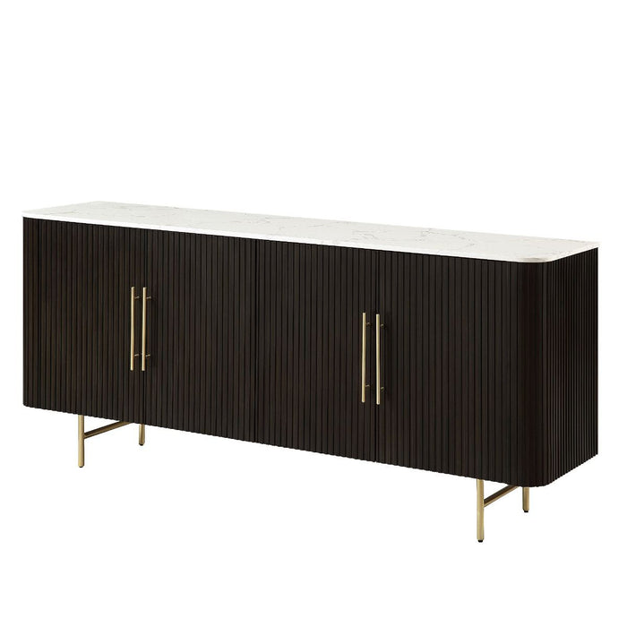 Clayten - Server - White Natural Marble Top & Espresso ACME