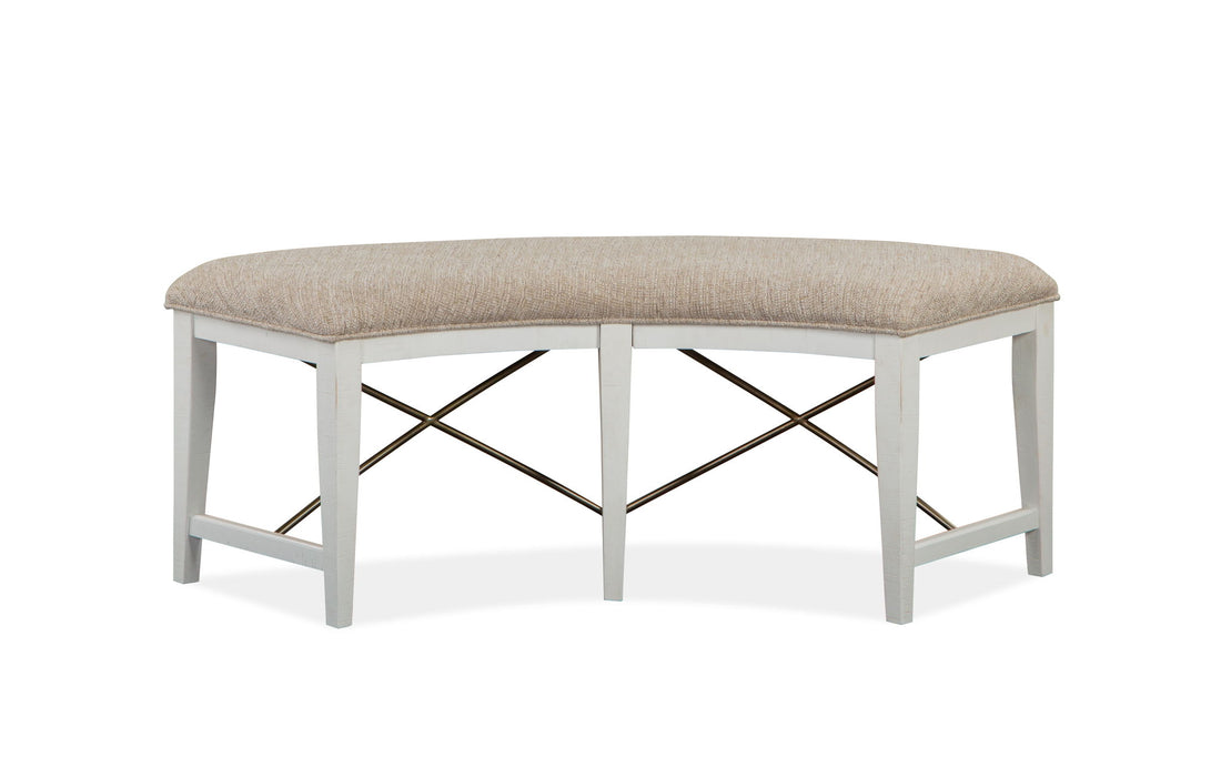 Heron Cove - Curved Bench With Upholstered Seat - Chalk White Magnussen Furniture