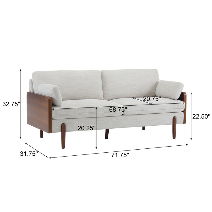 Mid Century Moderne Sofa With Wood Sides Noble House